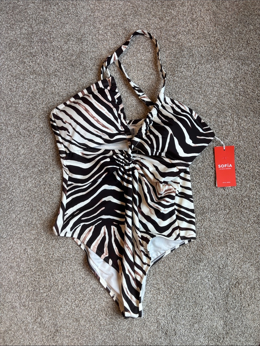 Sofia Zebra-Print Brown Cream women’s One-Piece Swim Suit